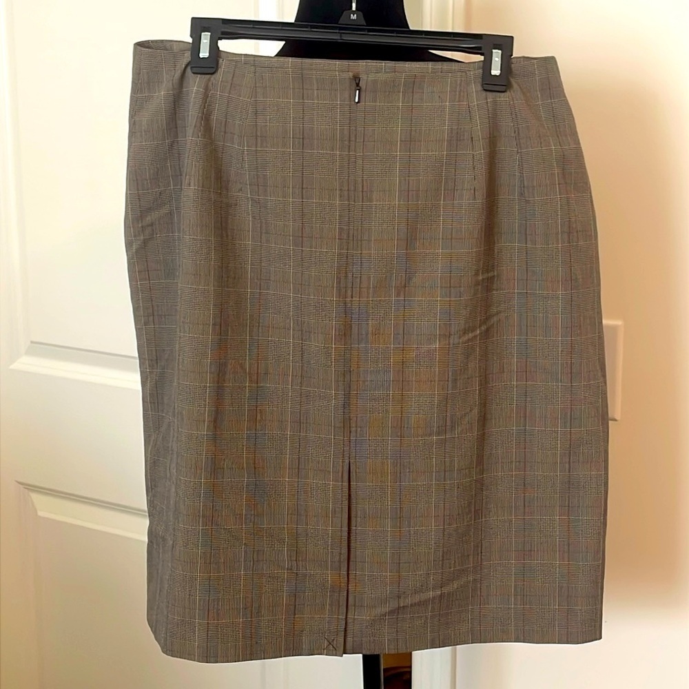 Alia Vintage Gray Plaid Back Zipper Lined Stretch Pencil Skirt Size 14 - Picture 2 of 5